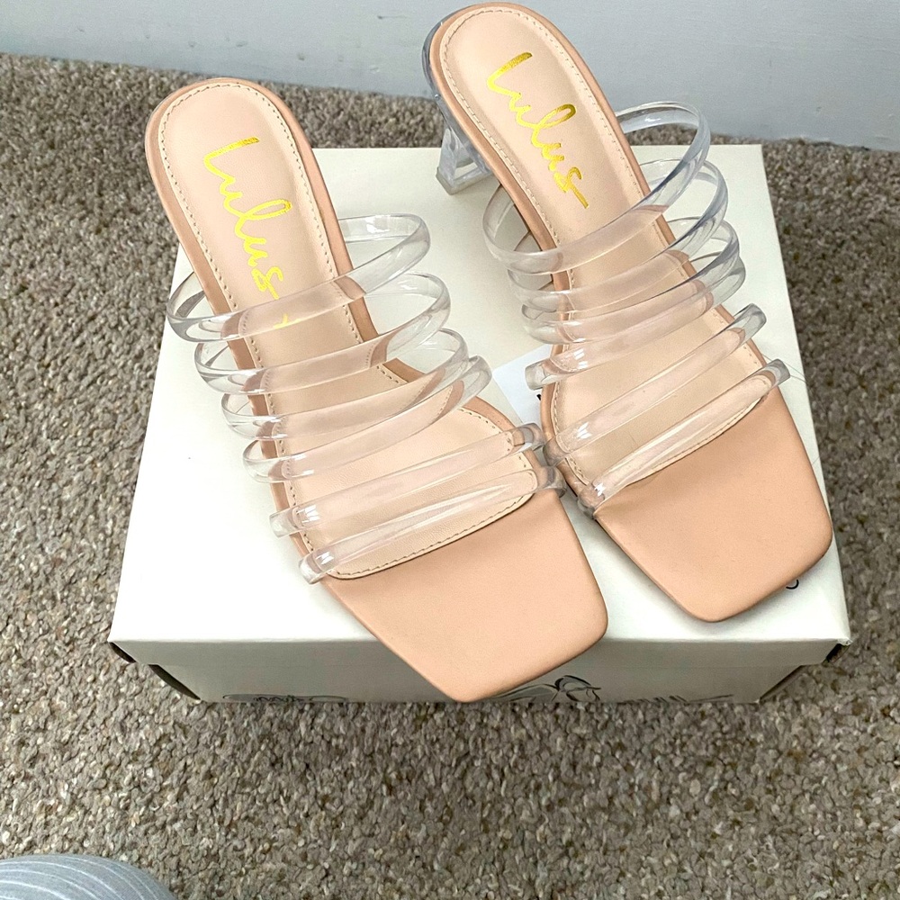 Strappy clear heel sandals